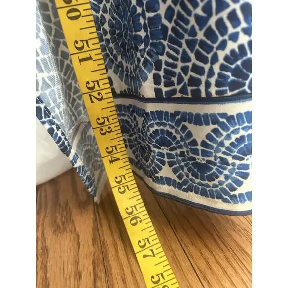 Boston Proper Mosaic Medallion Belted Maxi Dress Womens Size 4 Blue White - Picture 10 of 12